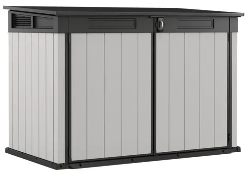 Keter Premier Jumbo Schrank 190,5x109,3x132,5cm - Geräumiger Kunststoffschrank für Garten und Garage mit 2020 Litern Volumen. Ideal zur sicheren Aufbewahrung von Gartengeräten und Möbeln. Wetterfest und wartungsfrei – die perfekte Lösung für Ihren Stauraum!