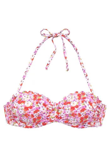 LASCANA Bügel-Bandeau-Bikini-Top Jasmin im Blümchen-Druck - Neckholder-Bikinis mit wattierten Cups und abnehmbaren Trägern für individuellen Tragekomfort und einen perfekten Sitz am Strand.