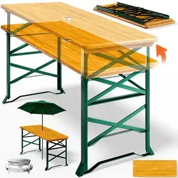 CASARIA Klapptisch 101428, höhenverstellbar und robust - Camping-Möbel mit massiver 22 mm Holzplatte und Anti-Rutsch-Füßen für sicheren Stand, ideal für Innen- und Außenbereich.