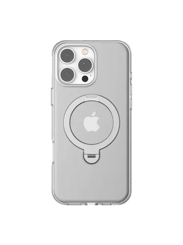 Torras Ostand Spin Case für iPhone 16 Pro Max (Transparent) - Handys Cover Cases mit einzigartigem Grip-Ring für maximalen Schutz und Sicherheit bei jedem Einsatz – ideal für aktive Nutzer!