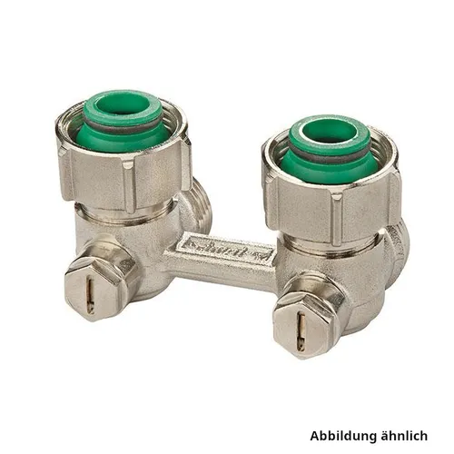 SIMPLEX Zweirohr-Hahnblock E2/50, 3/4' AG für Klemmverschraubung Eckform
