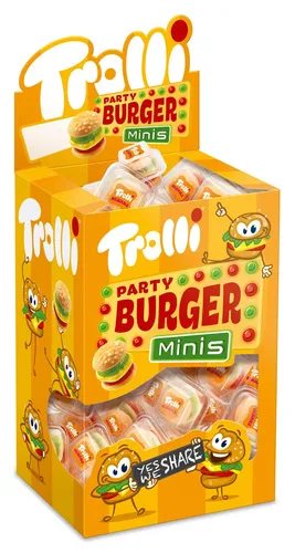 Trolli Party Burger Minis Display - 80 Stück - Perfekt präsentiert Mini Burger