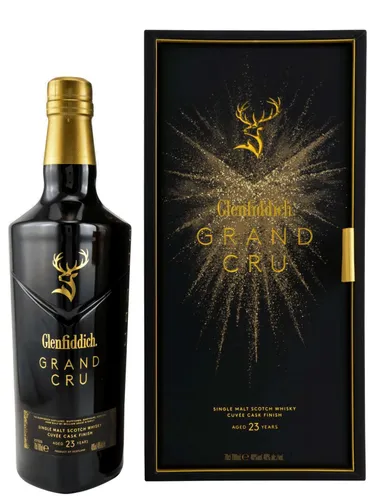 Glenfiddich 23 Years Old GRAND CRU Single Malt Scotch Whisky - Whisky in edler Geschenkbox, 40% Vol., mit komplexen Aromen von Trauben, Vanille und Eichenholz - ideal für besondere Anlässe.
