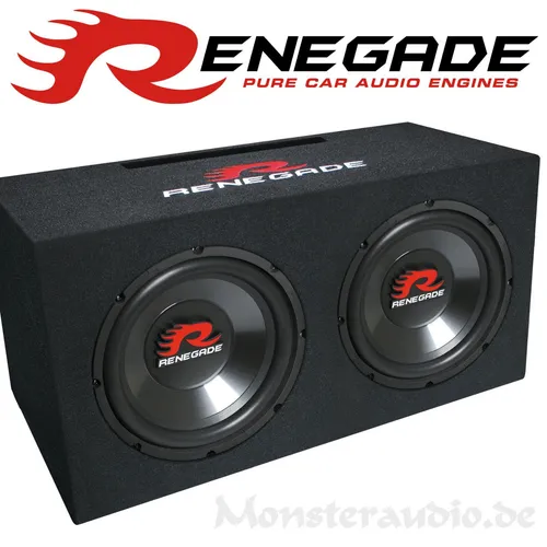 Renegade RXV1002 - 10" Dual-Bassreflex-System, 1000W max Auto-Subwoofer-Gehäuse für kraftvollen Bass und hohe Effizienz