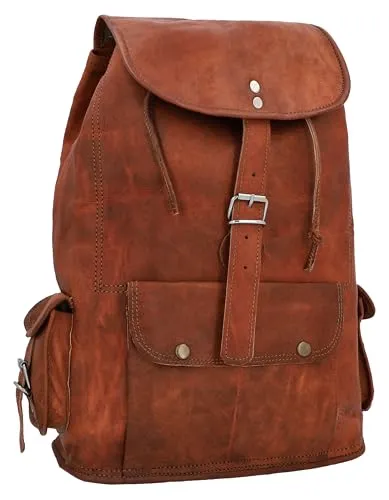 Gusti Rucksack Leder Bobbie 15" - Vintage Retro Cityrucksack - Handgepäck Rucksack aus robustem Echtleder, ideal für Stadtbesuche und Wanderungen, bietet viel Platz und bleibt dabei stylish und komfortabel.