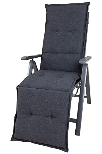 Sun Garden Sesselauflage Relaxliege Naxos 50318-701 anthrazit 175x50x6 cm - Sessel-Erhöhungen für Relaxliegen mit verstellbarem Halteband und Bindebändern für optimalen Sitzkomfort. Hochwertiges, strukturiertes Gewebe in anthrazit.