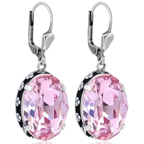 Ohrringe Silber Rosa Jugendstil Kristalle aus Österreich Ohrhänger Silber NOBEL SCHMUCK