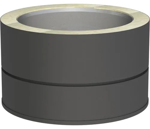 Jeremias DW-Black Ø 180mm Übergang EW-DWECO integriertes Wandfutter gerade für FERRO doppelwandige Abgasanlage Edelstahl schwarz matt