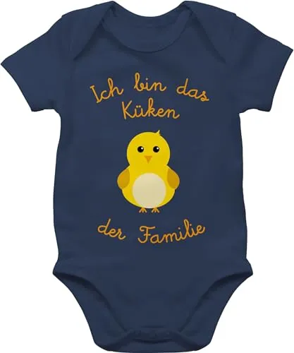Shirtracer Baby Body Junge Mädchen - Sprüche - Küken der Familie - 3/6 Monate - Navy Blau - babymode witzig spruch das bodys strampler mit lustigen sprüchen spruche ich bin babybody babygeschenk