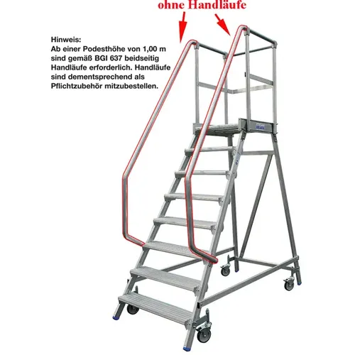 Krause Podestleiter - 1x3 Stufen, 125 mm Rollen, einseitig begehbar - Leiter & Treppe: Robuste Aluminium-Podestleiter mit TÜV/GS-Zertifizierung, ideal für sicheres Arbeiten bis 2,71 m Höhe und witterungsbeständig.