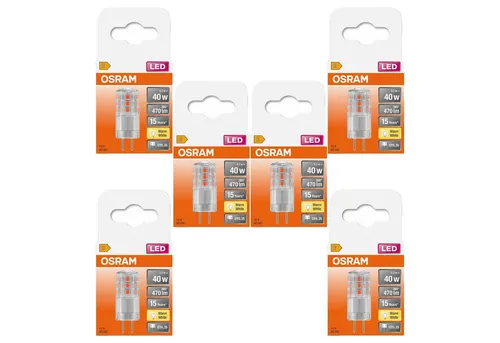 Osram LED Star PIN 40, Warmweiß GY6.35 Sockel, 6er-Pack - Energieeffiziente LED-Pinlampe mit 470 Lumen für vielseitigen Einsatz. Ideal als Ersatz für herkömmliche 40W-Glühbirnen, sorgt für eine angenehme Lichtatmosphäre.