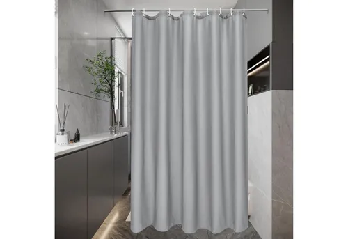 EurCross Duschvorhang Duschvorhang 120x200 Grau Textil Anti-Schimmel Wasserdicht 8 Ringe