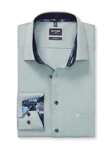 OLYMP Herren Oberhemd Langarm Luxor - Modern Fit in Kitt - Elegantes Herrenoberhemd in Kitt mit Faux Uni Design. Pflegeleicht und ideal für den Alltag – perfekt für stilbewusste Männer.