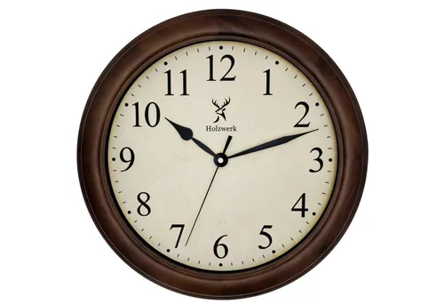 Holzwerk Vintage Retro Wanduhr 35 cm - Handgefertigte Quarzwanduhr im einzigartigen Vintage Design aus massivem Holz, nahezu lautlos und ideal für jedes Zuhause.