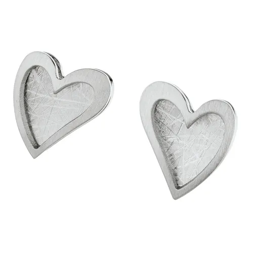Ernstes Design Ohrringe E555 Herz Edelstahl Ohrstecker - Ohrringe für Damen aus mattiertem und poliertem Edelstahl, allergikerfreundlich und zeitlos im Design – ideal für jeden Anlass.