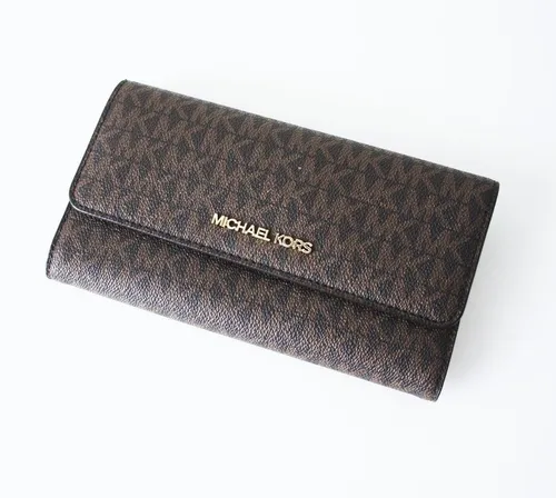 MICHAEL KORS JET SET TRAVEL LG TRIFOLD Geldbörse - Damen Geldbörse im klassischen Braun, mit elegantem Michael Kors Logo und praktischen Reißverschlüssen für sicheren Stauraum.
