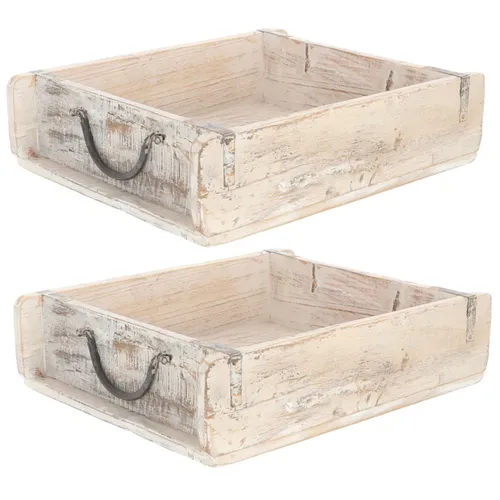 Novaliv Vintage Holzkiste 2x 30 x 25 x 8 cm - Aufbewahrungsboxen aus recyceltem Altholz, jede Kiste ein Unikat. Ideal für Deko und vielseitige Aufbewahrung in jedem Raum.