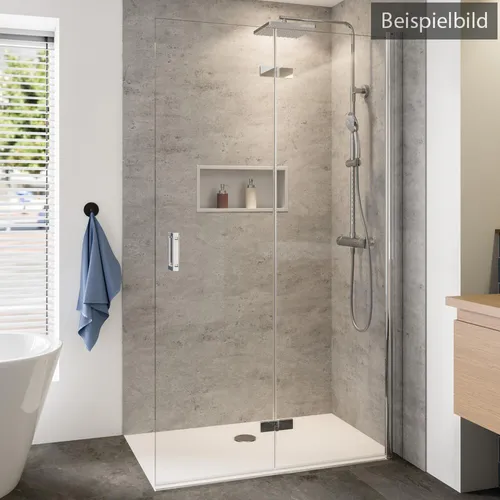 Breuer Panorama Walk-In Drehfalttür 100 cm - Alu Chromeffekt - Elegante Walk-In Dusche mit Drehfalttür, ideal für moderne Badezimmer, Türanschlag rechts für flexiblen Einbau.
