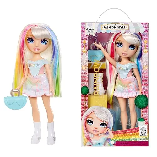 Rainbow High My Fashion Style Doll - Amaya - 28 cm Regenbogenfarbene Modepuppe mit Aufsehenerregendem Outfit und Schicker Handtasche, zum Spielen, Bewegen, Sammeln, Für Kinder von 4 bis 12 Jahren