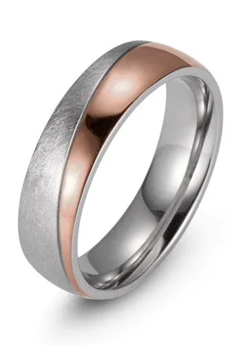 Firetti Trauring "LIEBE" goldfarben 7,0mm - Trauringe aus massivem Edelstahl, 7mm breit, edelstahlfarben-roségoldfarben, inklusive Etui – ein perfektes Geschenk für besondere Anlässe.