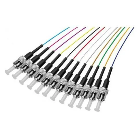 Exertis Connect LWL Faserpigtails, farbig, 12 x Stecker, OS2 Mono-Mode, ST/UPC, 2,0 m12 Faserpigtails in verschieden (2 m) (392256)