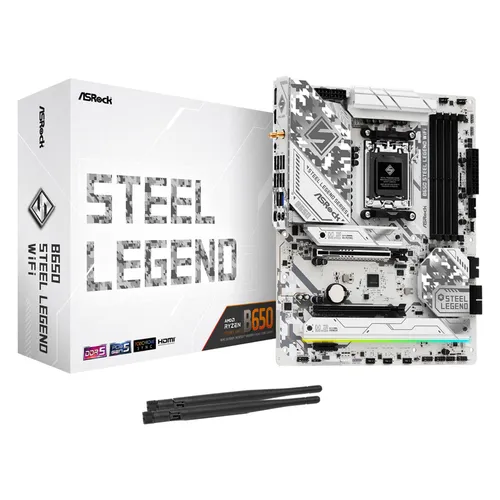 AsRock B650 STEEL LEGEND WiFi - ATX Mainboard für AMD AM5 - Mainboard für AMD AM5 mit integrierter WiFi-Funktion, ideal für Gamer und PC-Enthusiasten, die Leistung und Konnektivität suchen.