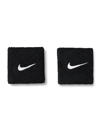 Nike Swoosh Classic Wristbands 2er Pack Schweißbänder Tennis Fitness Running Handgelenkbänder Sport, Black/White, One Size