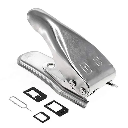 subtel Simkarten Stanzer - SIM Karten auf Micro SIM/Nano SIM inkl. Adapter und Pin (z.B. für iPhone 4 4s 5 5s 6 6s, Samsung Galaxy, HTC, Nokia etc.) Locher Cutter Stanze Schneider