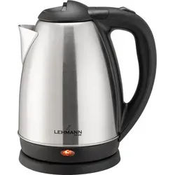 Lehmann Edelstahl Wasserkocher 1,8 L, 2200 W elektrischer Wasserkocher, für Babynahrung, Tee, Kaffee, Abschaltautomatik und Überhitzungsschutz - Silber