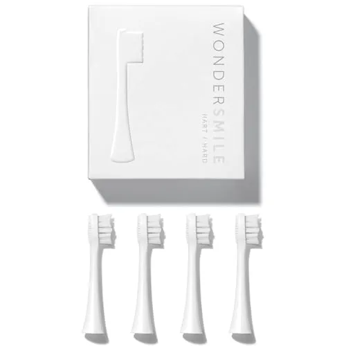 Wondersmile Aufsteckbürsten Bürstenköpfe (Soft), 4 St. - Elektrische Zahnbürsten – Effektive Reinigung mit 32% mehr Plaque-Entfernung, abgerundete Borsten schonen das Zahnfleisch und der Zungenreiniger sorgt für frischen Atem.