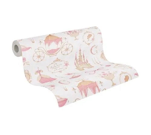 A.S. Création Kinderzimmer-Tapete Lilly & Luis - Strapazierfähige Vliestapete in Prinzessin-Optik - 10,05 m x 0,53 m - Beige, Creme, Rosa – 771301