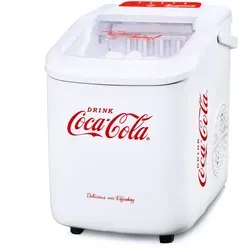Salco Coca Cola Eiswürfelmaschine - Kompakter Eiswürfelbereiter mit 12 kg Eis pro Tag, 2 Größen, geräuscharm und benutzerfreundliches LED-Display für mühelosen Einsatz