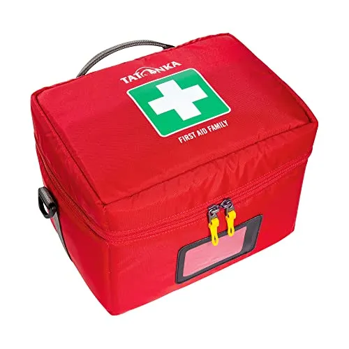 Tatonka First Aid Family rot - praktische Erste-Hilfe-Tasche - Erste Hilfe Set mit Klappdeckel, ideal für die ordentliche Aufbewahrung von Erste-Hilfe-Produkten. PFC/PFAS-frei und rundum gepolstert für optimalen Schutz.