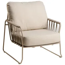 Tierra Outdoor Loungesessel in Weiß und Champagner - Stylischer Loungesessel aus wetterbeständigem Metall und Textil mit Komfortschaum-Füllung. Ideal für entspannte Stunden im Freien. Maße: 83x85x87 cm.