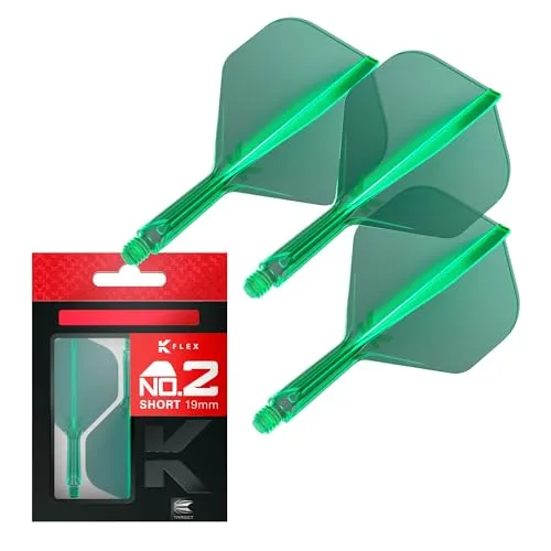 Target Darts K Flex Integrierter Dart-Flug und -Schaft, Nr. 2 Grün (Kurz) | 3er-Pack K-Flex - Nr. 2, Präzisionsgeformte 2-in-1-Dart-Flüge und Dart-Schäfte | Professionelles Dart-Zubehör