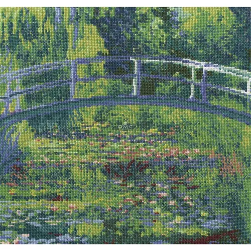DMC Kreuzstich-Set "Seerosenteich mit japanischer Brücke" nach Claude Monet, 30x