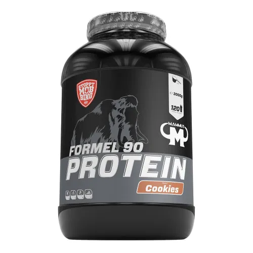 Best Body Mammut Formel 90 Protein Whey 3000 g Dose mit Gratis Shaker - Protein Shakes & Muskelaufbau: Hochwertiges Whey-Protein für effektiven Muskelaufbau, ideal für Fitness und Bodybuilding, enthält 3000g mit leckerem Cookies-Geschmack.