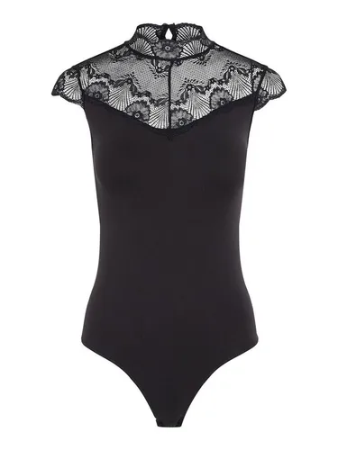 PIECES Damen Pcnaya Bodystocking - Schwarz, S-M - Erotische Bodystockings für Damen, mit Keyhole und nahtlosem Design für eine figurbetonte Passform und verführerischen Look.