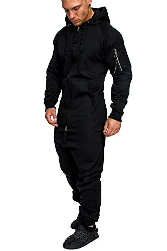 Amaci&Sons Herren Jumpsuit Cargo-Style Camouflage 3006 Schwarz XXL - Vielseitiger Herren Jumpsuit im modernen Cargo-Style, ideal für Freizeit und Sport. Bequeme Passform und praktische Taschen machen ihn zum perfekten Begleiter.