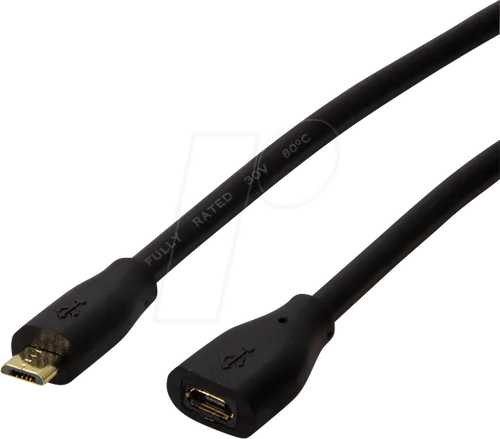 LOGILINK CU0124 - USB 2.0 Kabel, Micro B Stecker auf Buchse, 3,0 m