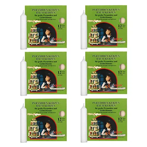 OLShop AG Knox Pyramidenkerzen weiß, 6er Pack (6 x 12 Stück) Größe: ca. 17 x 100 mm Weihnachtskerzen