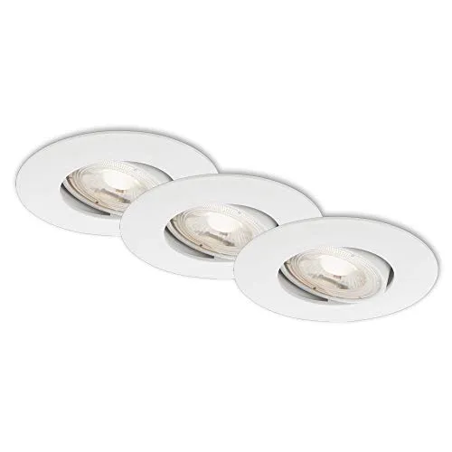 BRILONER LED Einbauleuchten 3er Set - Moderne Deckenleuchten mit schwenkbaren, dimmbaren LED-Modulen, ideal für Wohnzimmer und Flur. Hohe Lichtleistung von 460 Lumen pro Lampe, warmweißes Licht und lange Lebensdauer von ca. 25.000 Stunden.