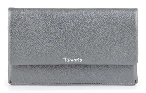 Tamaris TAS Amanda Geldbörse Leder 19 cm - Grau - Elegante Damengeldbörse aus hochwertigem Leder mit praktischem Überschlagsverschluss. Bietet Platz für 10 Kreditkarten, 2 Scheine und 2 Münzen. Ideal für stilbewusste Frauen, die Funktionalität schätzen.