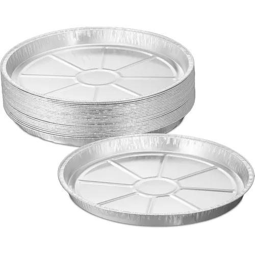 Aluschalen Einweg-Backformen 25 Stück - Runde Alu-Tropfschalen für Grill und Ofen, hitzebeständig bis 260°C, ideal für einfache und saubere Zubereitung von Speisen.