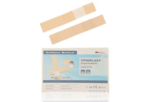Holthaus Medical Wundpflaster YPSIPLAST Fingerverband wasserfest 2x12cm 50Stk (50 St., wasserabweisend), hohe Klebekraft mit langem Klebeteil