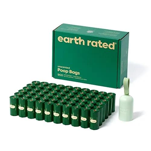 Earth Rated Halter für Hundekotbeutel mit Hundekotbeuteln, haltbar und garantiert auslaufsicher, unparfümiert, 1 Spender und 900 Beutel