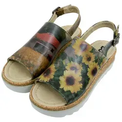 DOGO Gigi Sandale Sunflowers Damen Sandalen Sandalette Handgefertigt beige 39 EU