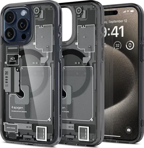 Spigen Ultra Hybrid Zero One Black MagSafe Case für iPhone 15 Pro Max - TPU Schutzhülle in Zero One Farbe, kompatibel mit MagSafe für optimalen Schutz und stilvolles Design.