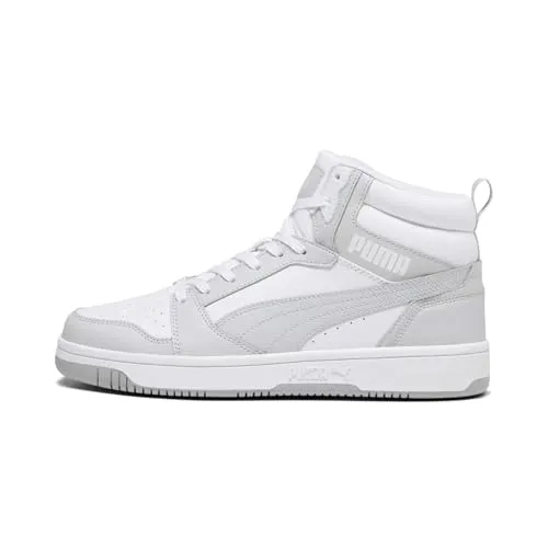 PUMA Unisex Rebound V6 Sneaker - Weiß Ash Gray, 39 EU - Herren-Sneaker mit mittelhohem Schaft und softfoam Einlegesohle für optimalen Komfort, ideal für Alltag und Sport.