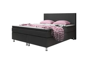 Inter Handels Boxspringbett Madrid 180 x 200 cm schwarz - Betten mit 5-Gang Bonell-Federkern-Matratze für optimalen Federkomfort und Körperanpassung, ideal für erholsamen Schlaf.